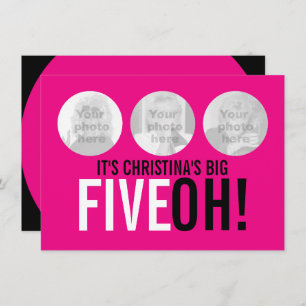Convite para aniversário de fotos FIVEOH!, cor-de-