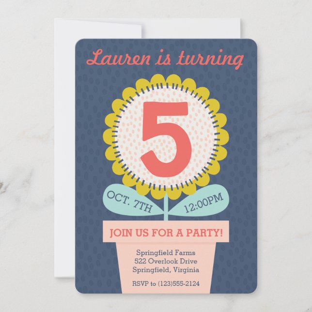 Convite para Aniversário de Girassol de Qualquer I (Frente)