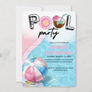 Convite para aniversário de piscina