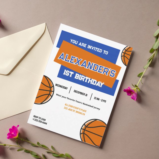 Convite para Aniversário de Primeiro Ano Slam Dunk (Criador carregado)