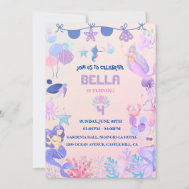 Convite para Aniversário de Sereia Editável