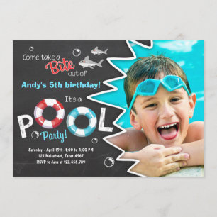 Convite para aniversário de Shark Piscina