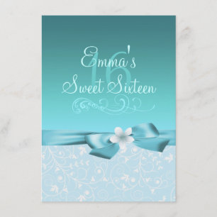 Convite para Aniversário do Arco e Flor Azul/Branc