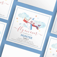 Convite para Aniversário do Avião de Cores Aquátic
