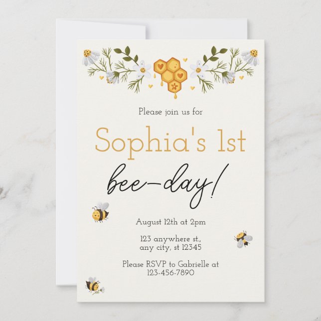 Convite para Aniversário do Dia da Abelha (Frente)