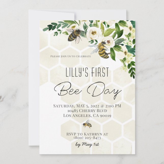 Convite para Aniversário do Dia da Abelha (Frente)