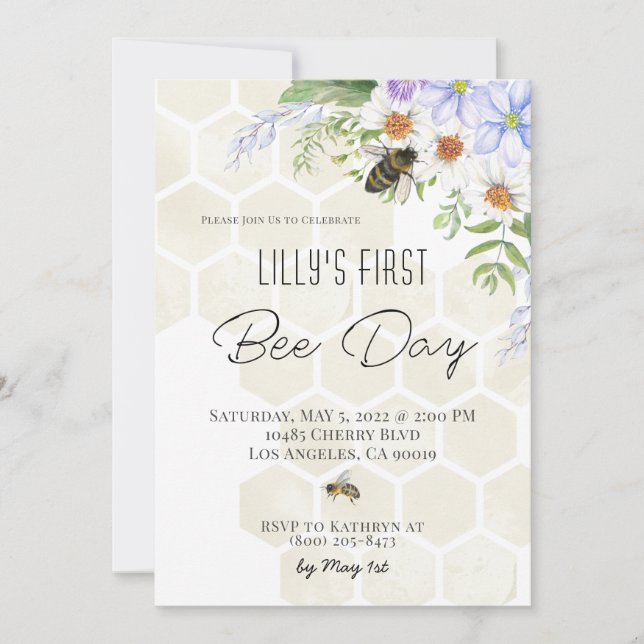 Convite para Aniversário do Dia da Abelha (Frente)