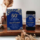 Convite para aniversário do Elegant Marinho Azul e<br><div class="desc">Adicione um pouco de elegância ao seu dia especial com nosso Elegante Marinho Azul e Dourado Convite de Aniversário. Com confete de ouro em um rico fundo azul marinho, é a escolha perfeita para dar o tom para sua celebração. Personalize os detalhes e faça seu evento brilhar. Peça o seu...</div>