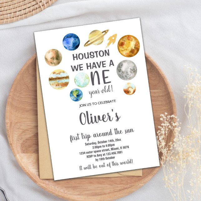 Convite para Aniversário do Espaço Exterior de Hou (Houston Outer Space Birthday Invitations)