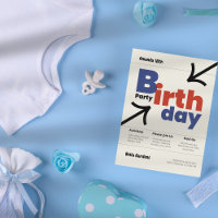 Convite para Aniversário do Estilo Suiço Moderno