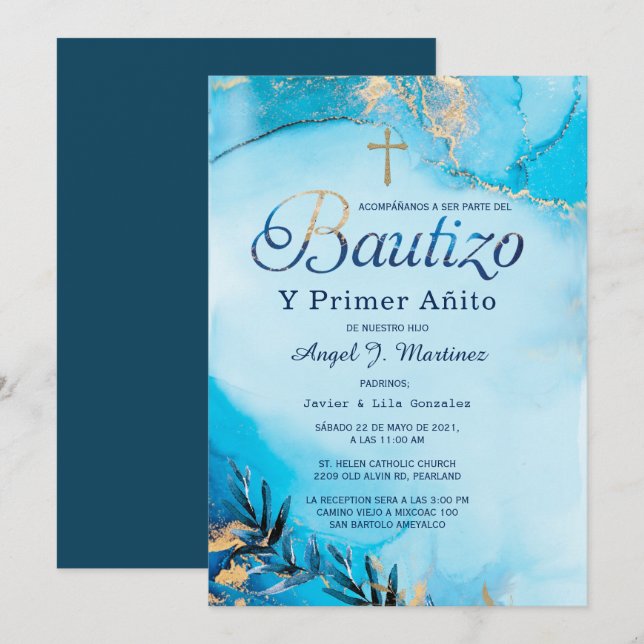 Convite para Aniversário e Batismo (Frente/Verso)