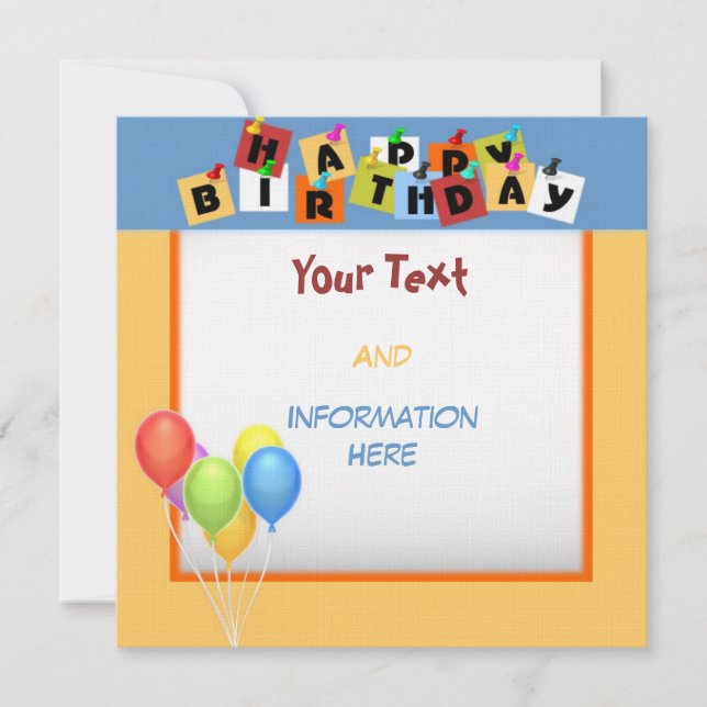 Convite para aniversário feliz (Frente)