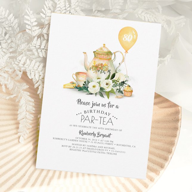 Convite para Aniversário Floral Elegante Par-tea (Criador carregado)