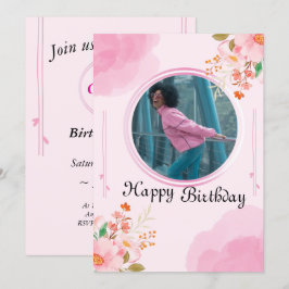 Convite para Aniversário Rosa Personalizado