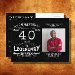 Convite para aniversários de aniversário de 40 ano<br><div class="desc">Capture o momento com um convite clássico, ao estilo vintage, para comemorar seu marco especial de celebrar seu aniversário de 40 anos! Este convite impressionante estilo cartão-postal apresenta a tipografia tradicional com um espaço reservado para incluir sua foto favorita. Perfeito para aquele evento especial, estes convites serão um lembrete eterno...</div>