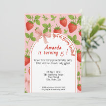 Convite para Aniversários de criança de morango do