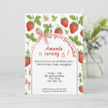Convite para Aniversários de criança de morango do