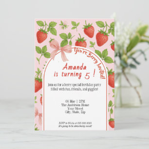 Convite para Aniversários de criança de morango do