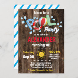 Convite para Aniversários de criança de piscinas