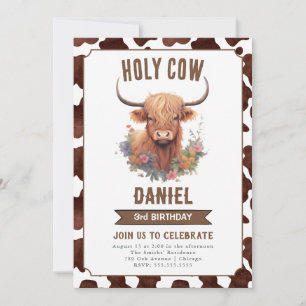 Convite para Aniversários de criança de Vaca Highl