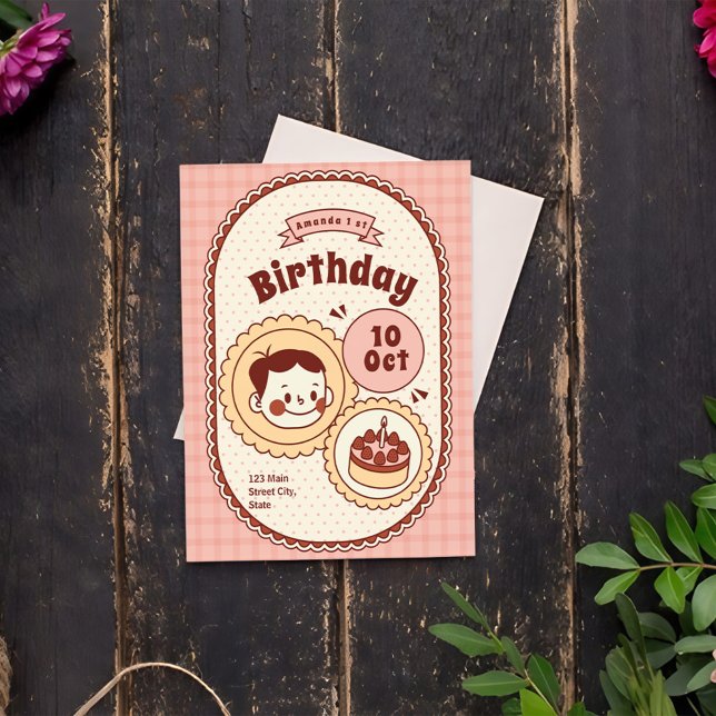 Convite para Aniversários de criança Vintage (Criador carregado)