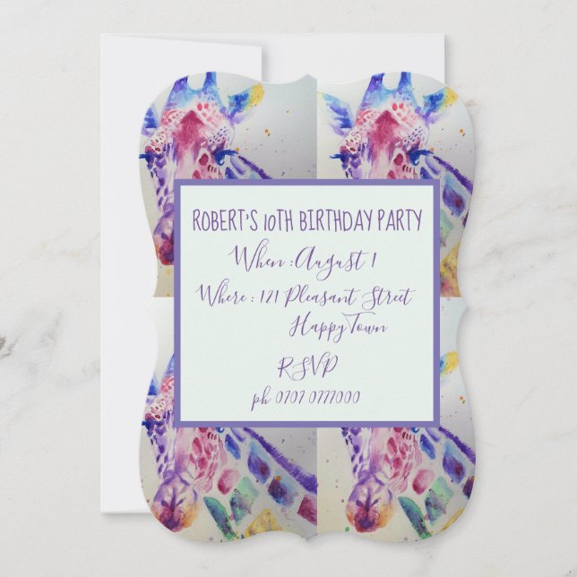 Convite para Aniversários de crianças do Zoológico (Frente)