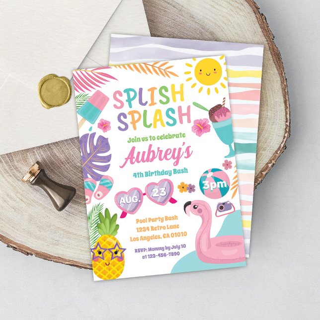 Convite para aniversários de piscina (Criador carregado)