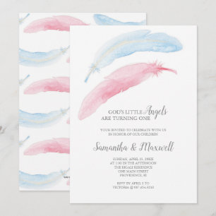 Convite para Anjo de Aniversário Gêmeos