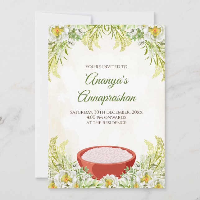 Convite para Annaprasan e cartão de cerimônia de A (Frente)
