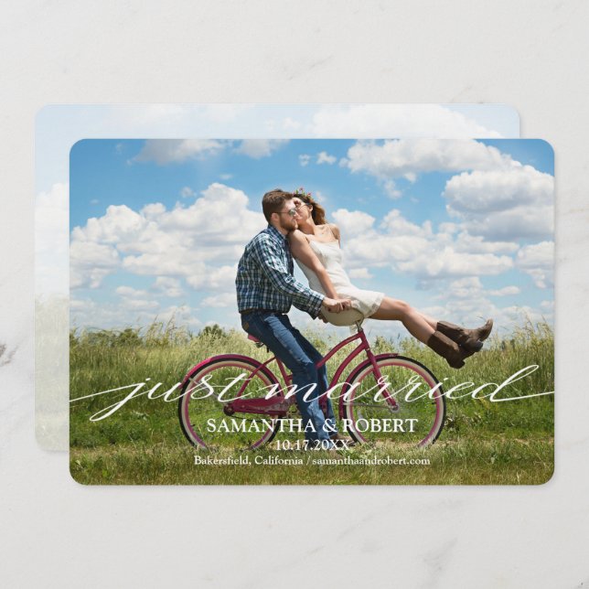 Convite para Anúncio de Casamento de Fotografia do (Frente/Verso)