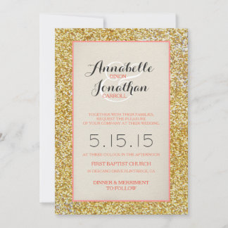 Convite para Anúncio de Casamento Dourado Coral