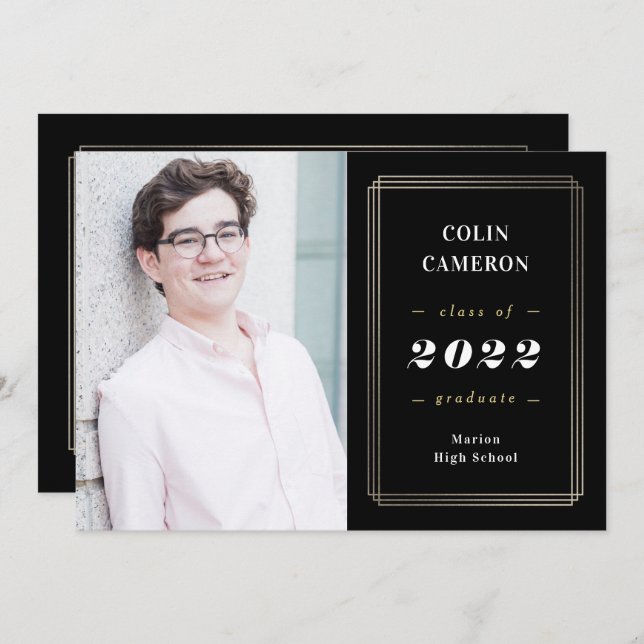 Convite para Anúncio de Graduação de Borda da anca (Frente/Verso)