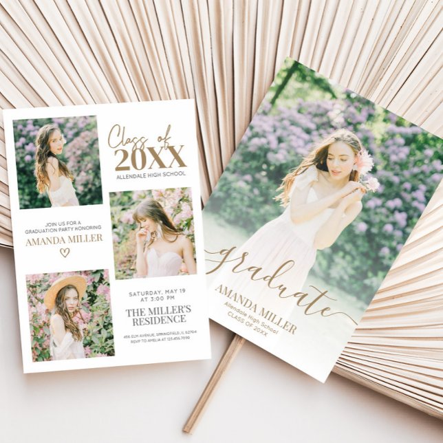 Convite para Anúncio de Graduação de Foto (Graduation Photo Announcement Graduation Party Invitation with Front and Back)