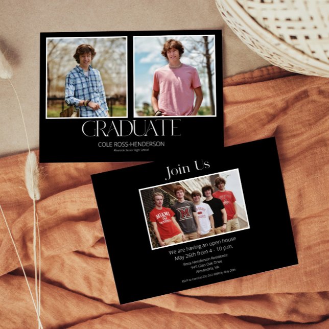 Convite para Anúncio de Graduação de Fotos Simples (Chic Typography Graduation Announcement Invitation)