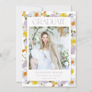 Convite para Anúncio de Graduação Floral de primav