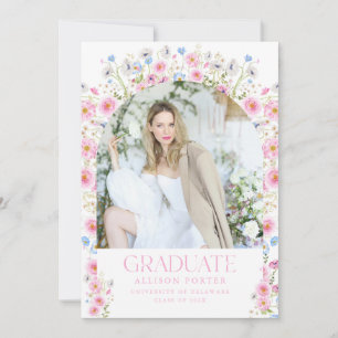 Convite para Anúncio de Graduação Floral Rosa