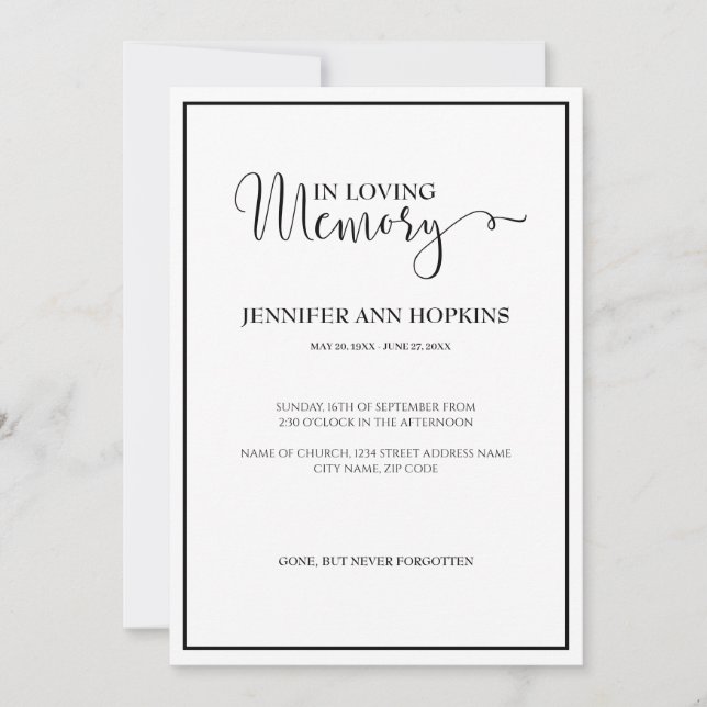 Convite para Anúncio do Serviço Memorial Clássico (Frente)