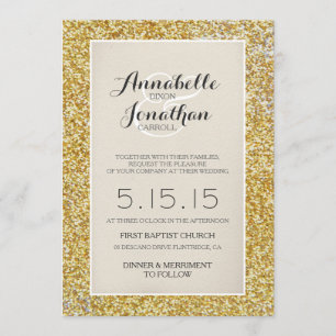 Convite para Anúncio Dourado de Casamento com Lite