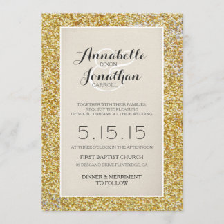 Convite para Anúncio Dourado de Casamento com Lite