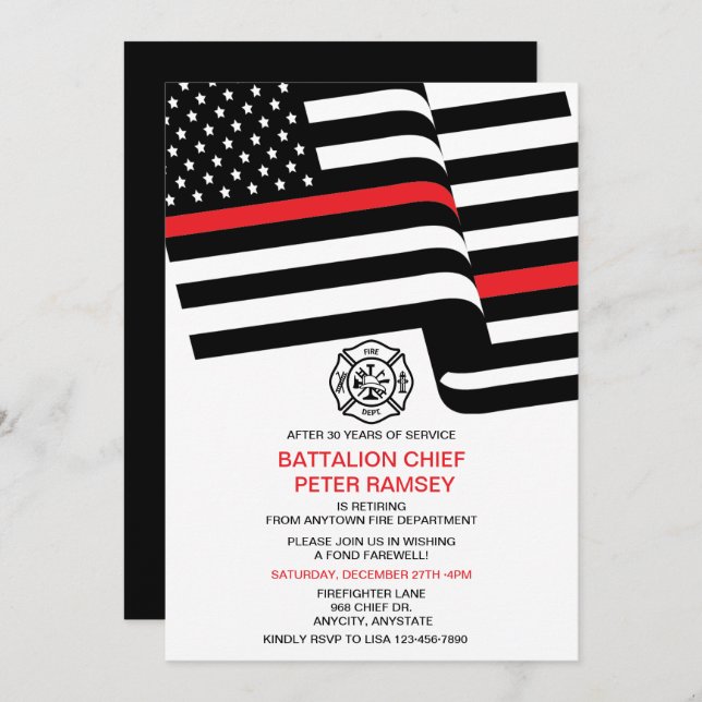 Convite para aposentadoria de bombeiro (Frente/Verso)