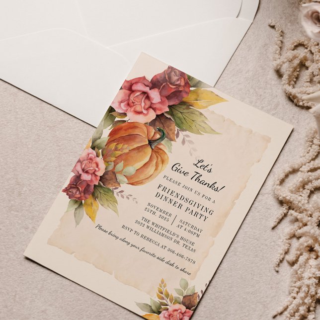 Convite para apresentação de amizade de abóbora de (Friendsgiving Fall Thanksgiving Invitation)