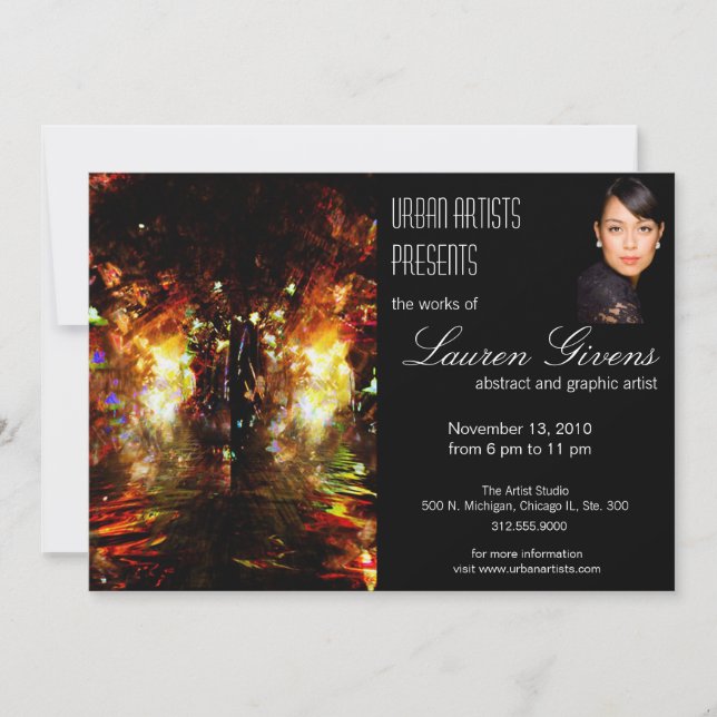 convite para apresentação de arte com fundo preto (Frente)