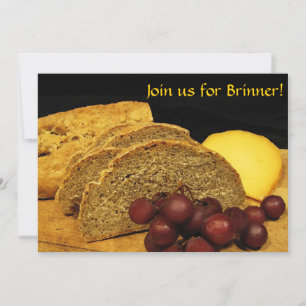 Convite para apresentação de cerveja, queijo e uva