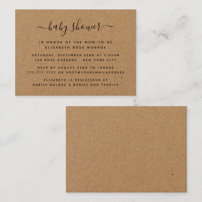 Convite para apresentação de Chás de fraldas Rusti (Frente/Verso)