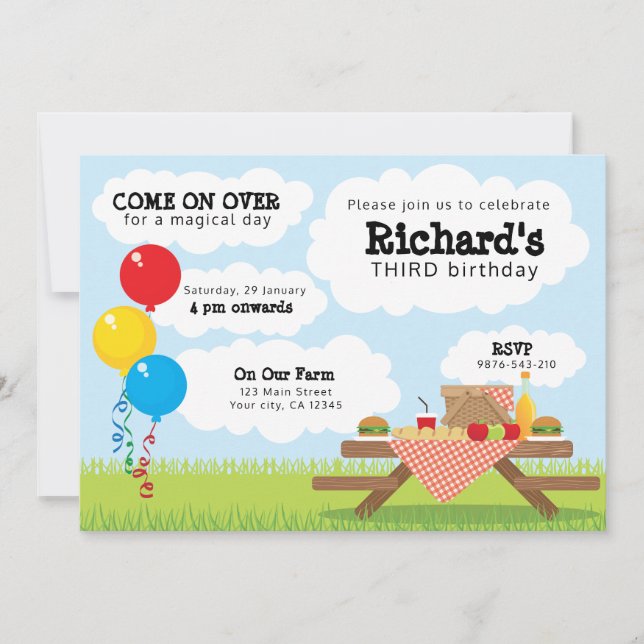 Convite para apresentação de piquenique - Dia Bril (Frente)