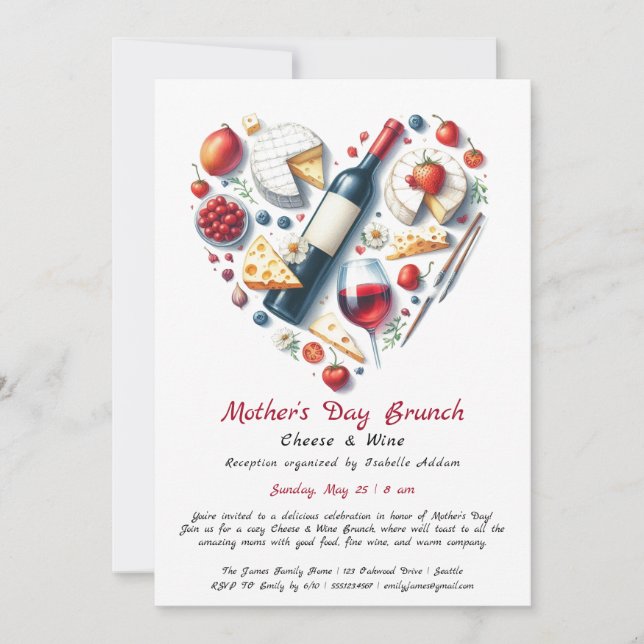 Convite para apresentação de queijo e vinho no dia (Frente)