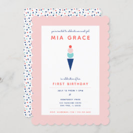 Convite para apresentação de Sorvete rosa e azul m