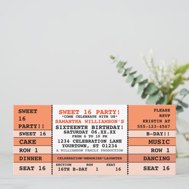 Convite para apresentação de tíquetes de concerto  (Em pé/Frente)