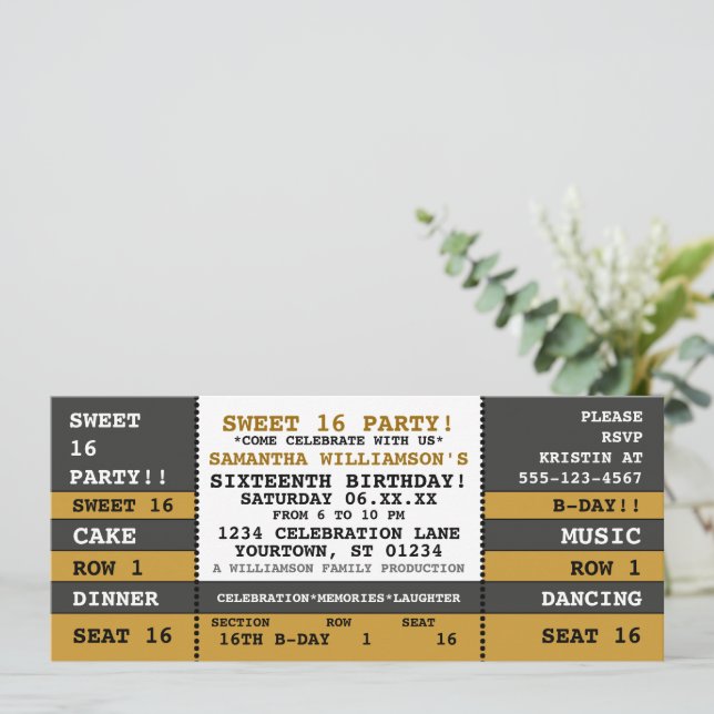 Convite para apresentação de tíquetes de concerto  (Em pé/Frente)