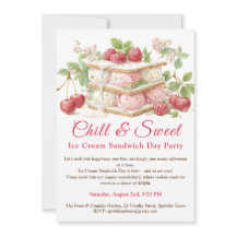 Convite para Aquarela de Dia Sanduíche do sorvete